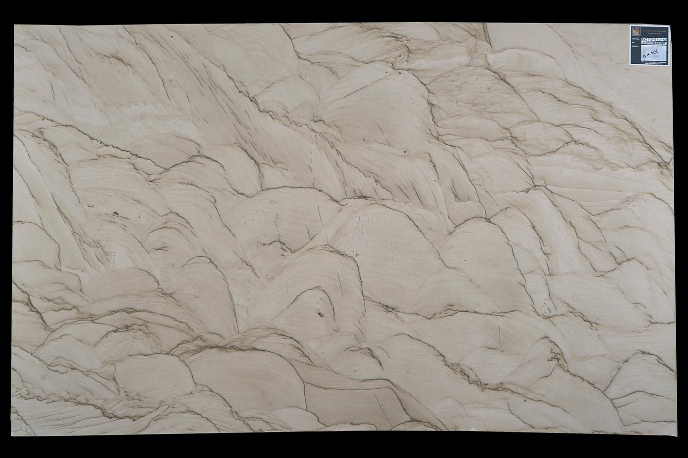 Granite slab, grey brown white diagonal veining