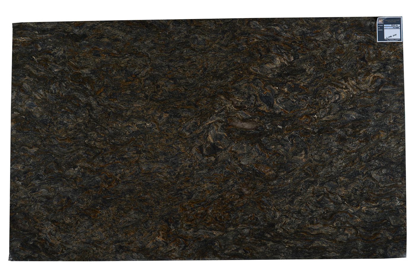 Granite slab, rust and orange tones with white band